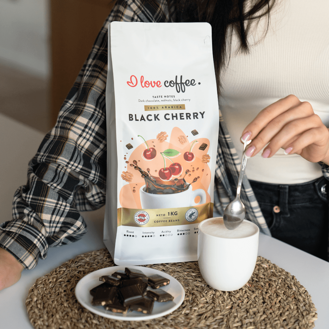 Es mīlu kafiju Kafijas pupiņas Black Cherry kafijas pupiņas, 1kg