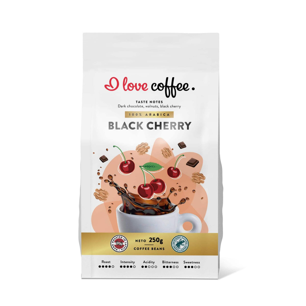 Es mīlu kafiju Kafijas pupiņas Black Cherry kafijas pupiņas, 250g
