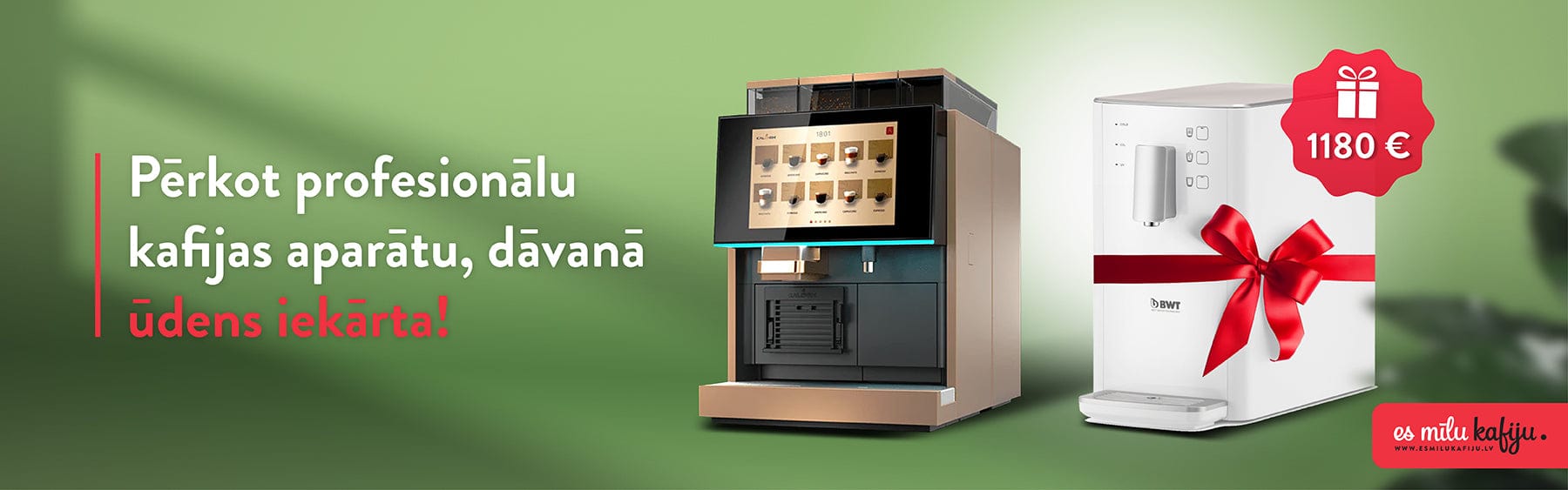Kalerm profesionālais kafijas automāts un dāvanā dzeramā ūdens iekārta