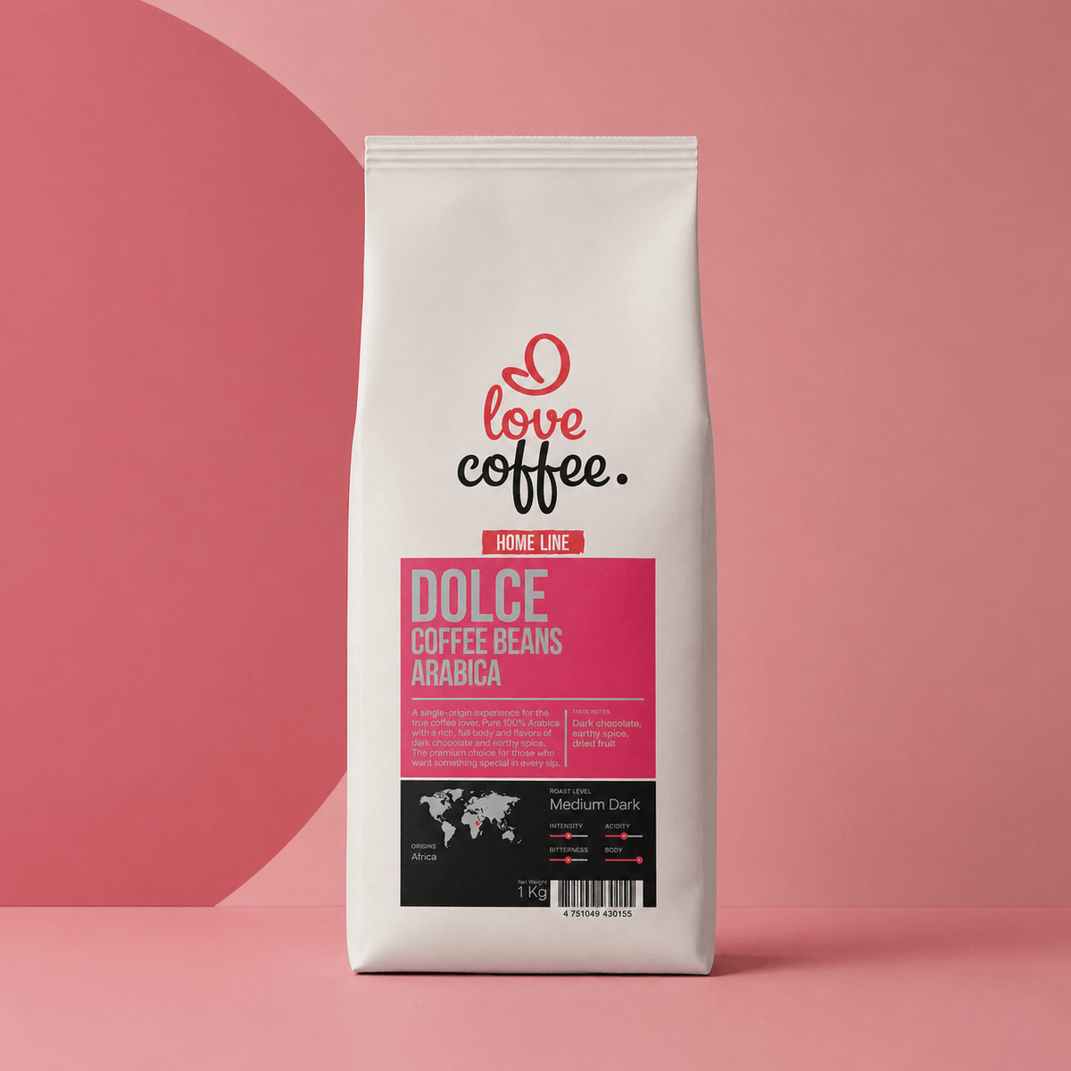 Es mīlu kafiju Kafijas pupiņas Kafijas pupiņas I Love Coffee Home Line DOLCE, 100% Arabica, 1 kg