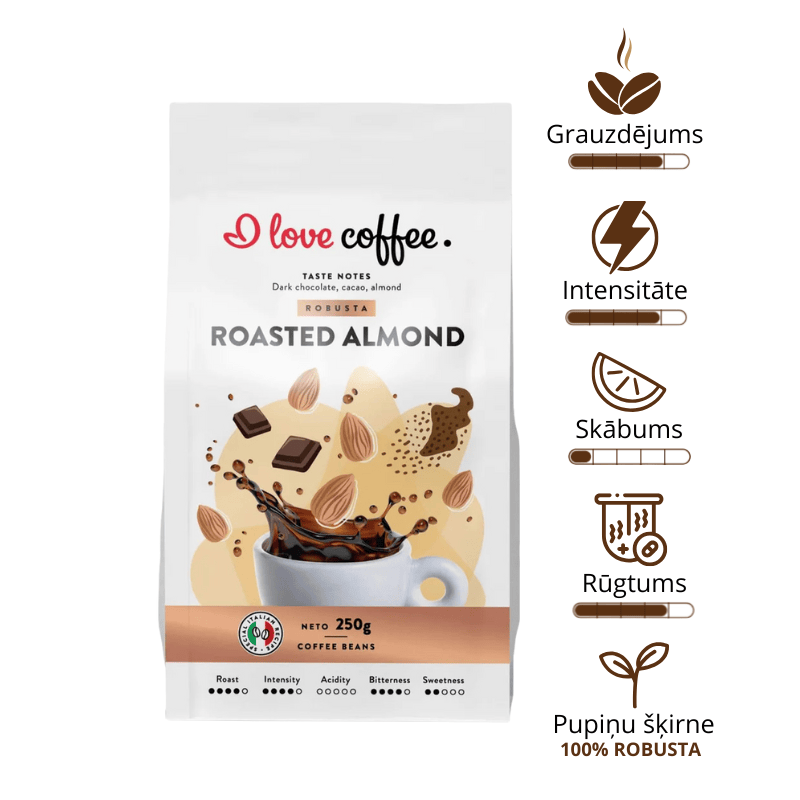 Es mīlu kafiju Kafijas pupiņas Roasted Almond kafija, 250g 🇱🇻