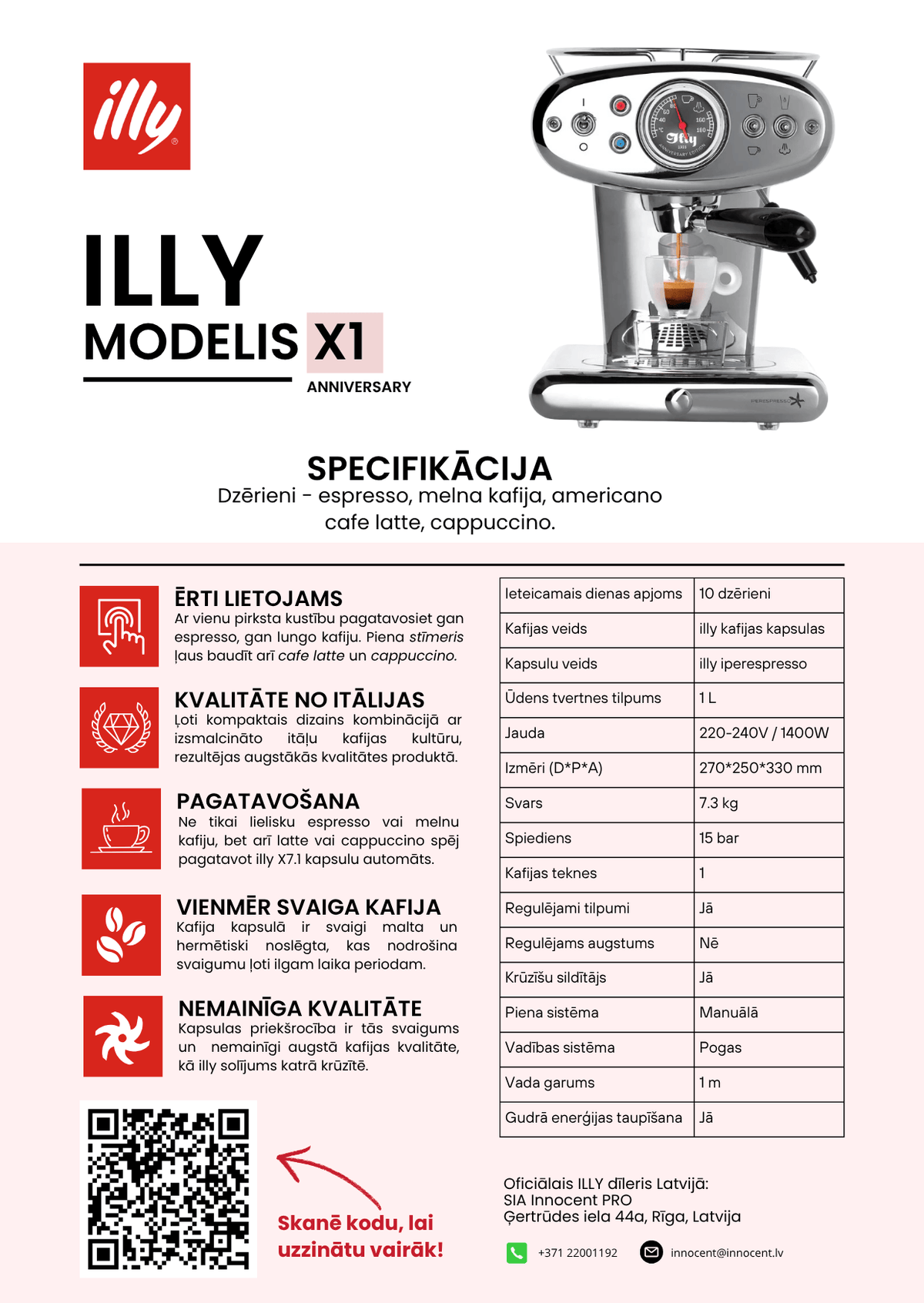 illy Kapsulu automāti Kafijas automāts illy X1 Anniversary, Eco Mode, Hromēts