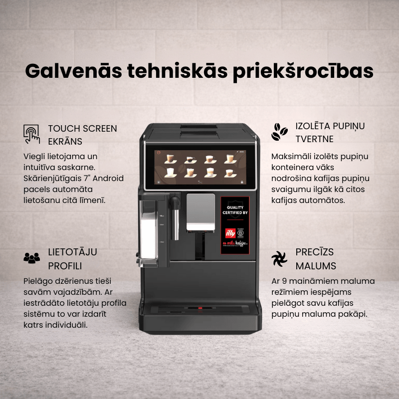 Kalerm Pupiņu automāti Kalerm A6 pupiņu kafijas automāts